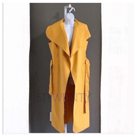51Twenty Jackets & Blazers - YELLOW WATERFALL COLLAR COAT